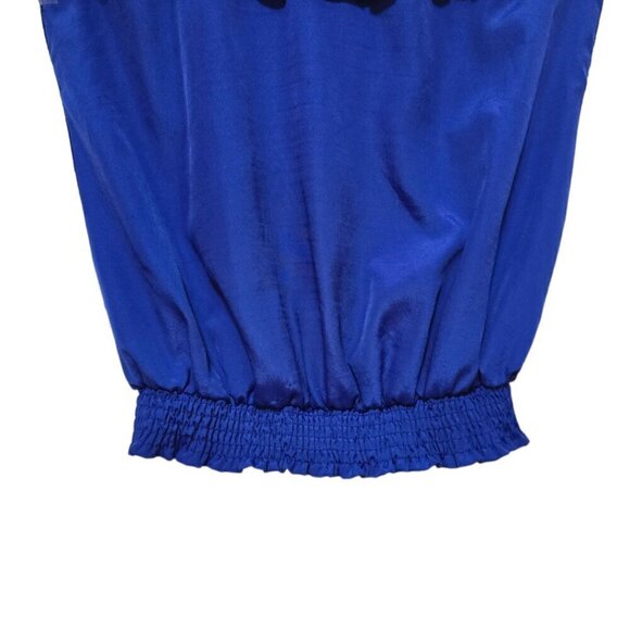 Ciel USA Blue Ruffle Halter Neck Smocked Tank Top Blouse Sz L - Picture 2 of 8